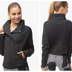 Adidas Heartracer Track Jacket SMALL Charcoal Gray Fleece Moto Zip Athleisure